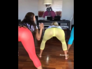 three asses in leggings